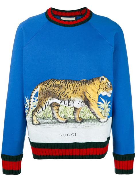 gucci sweater tiger blue|Gucci tiger brooch.